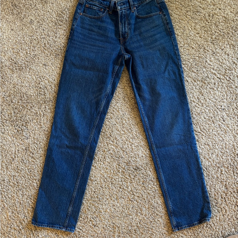 Abercrombie & Fitch Women's Straight Leg Jeans - Dark Blue